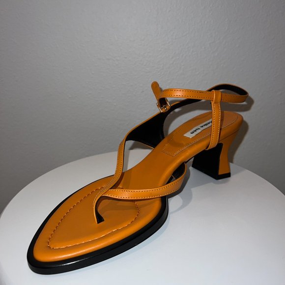 Size US 7 / EU 38 - REIKE NEN Orange Leaf Heeled Sandals - Picture 5 of 7